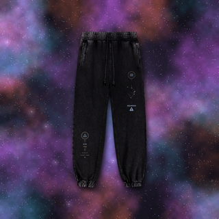 Aquarius zodiac joggers on deep-space background