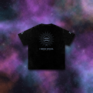 Aquarius Zodiac Oversized T-Shirt – Snow Wash Heavyweight Cotton
