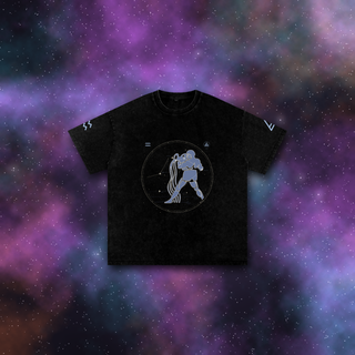 Aquarius zodiac tee on deep-space background