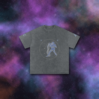 Aquarius Zodiac Oversized T-Shirt – Snow Wash Heavyweight Cotton