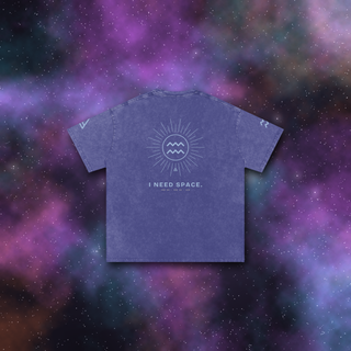 Aquarius Zodiac Oversized T-Shirt – Snow Wash Heavyweight Cotton
