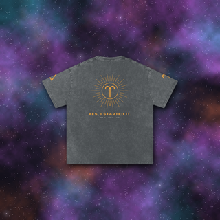 Aries Zodiac Oversized T-Shirt – Snow Wash Heavyweight Cotton