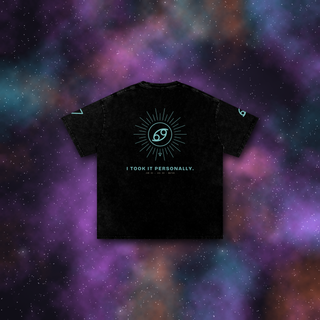 Cancer Zodiac Oversized T-Shirt – Snow Wash Heavyweight Cotton