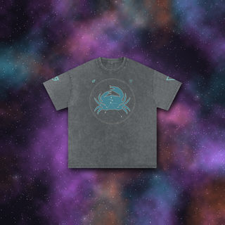 Cancer Zodiac Oversized T-Shirt – Snow Wash Heavyweight Cotton
