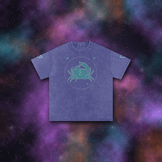Cancer Zodiac Oversized T-Shirt – Snow Wash Heavyweight Cotton