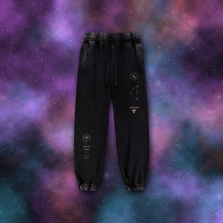 Capricorn zodiac joggers on deep-space background