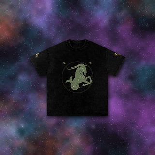 Capricorn zodiac tee on deep-space background