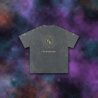 Capricorn Zodiac Oversized T-Shirt – Snow Wash Heavyweight Cotton