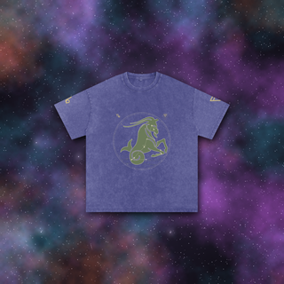 Capricorn Zodiac Oversized T-Shirt – Snow Wash Heavyweight Cotton