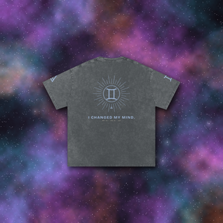 Gemini Zodiac Oversized T-Shirt – Snow Wash Heavyweight Cotton