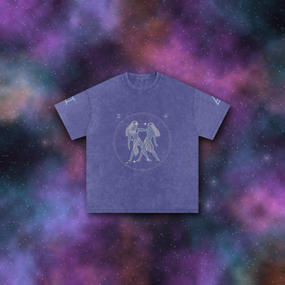 Gemini Zodiac Oversized T-Shirt – Snow Wash Heavyweight Cotton
