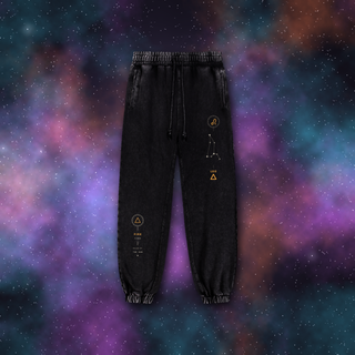 Leo zodiac joggers on deep-space background