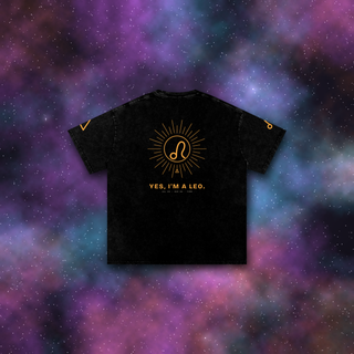 Leo Zodiac Oversized T-Shirt – Snow Wash Heavyweight Cotton