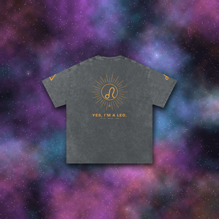 Leo Zodiac Oversized T-Shirt – Snow Wash Heavyweight Cotton
