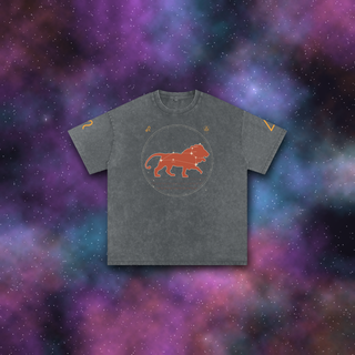 Leo Zodiac Oversized T-Shirt – Snow Wash Heavyweight Cotton