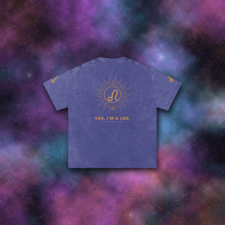 Leo Zodiac Oversized T-Shirt – Snow Wash Heavyweight Cotton