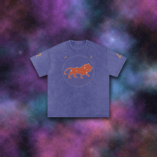 Leo Zodiac Oversized T-Shirt – Snow Wash Heavyweight Cotton