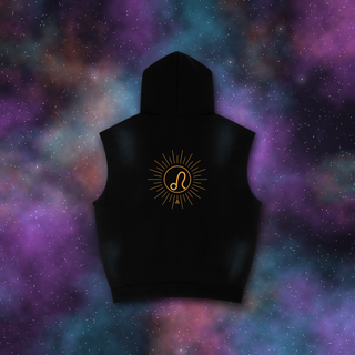 Leo Zodiac Sunburst Sleeveless Hoodie – Snow Wash