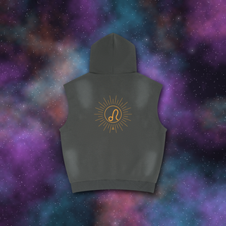 Leo Zodiac Sunburst Sleeveless Hoodie – Snow Wash