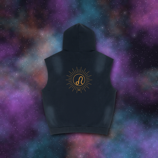 Leo Zodiac Sunburst Sleeveless Hoodie – Snow Wash