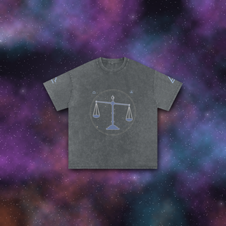 Libra Zodiac Oversized T-Shirt – Snow Wash Heavyweight Cotton