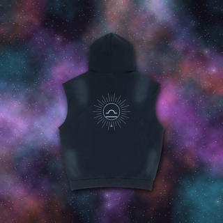 Libra Zodiac Sunburst Sleeveless Hoodie – Snow Wash