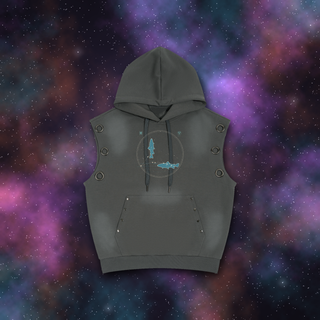 Pisces Zodiac Sunburst Sleeveless Hoodie – Snow Wash