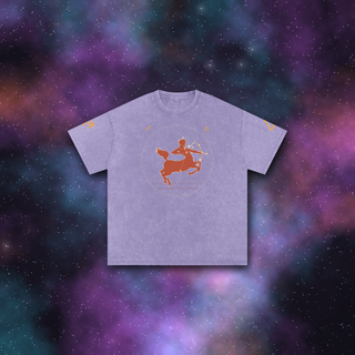 Sagittarius Zodiac Oversized T-Shirt – Snow Wash Heavyweight Cotton
