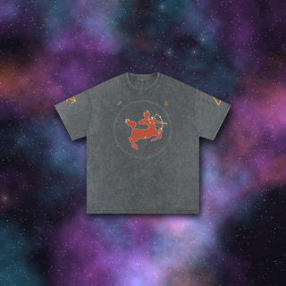 Sagittarius Zodiac Oversized T-Shirt – Snow Wash Heavyweight Cotton
