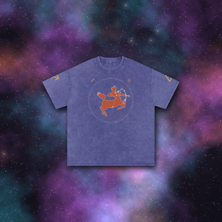 Sagittarius Zodiac Oversized T-Shirt – Snow Wash Heavyweight Cotton