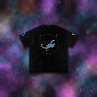 Scorpio zodiac tee on deep-space background