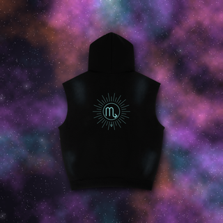Scorpio Zodiac Sunburst Sleeveless Hoodie – Snow Wash