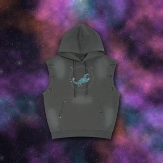 Scorpio Zodiac Sunburst Sleeveless Hoodie – Snow Wash