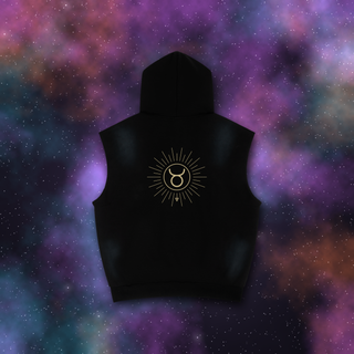 Taurus Zodiac Sunburst Sleeveless Hoodie – Snow Wash