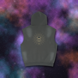 Taurus Zodiac Sunburst Sleeveless Hoodie – Snow Wash