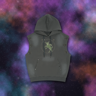 Taurus Zodiac Sunburst Sleeveless Hoodie – Snow Wash
