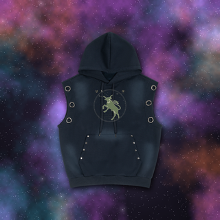 Taurus Zodiac Sunburst Sleeveless Hoodie – Snow Wash