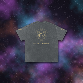 Virgo Zodiac Oversized T-Shirt – Snow Wash Heavyweight Cotton