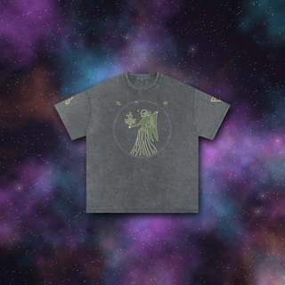 Virgo Zodiac Oversized T-Shirt – Snow Wash Heavyweight Cotton