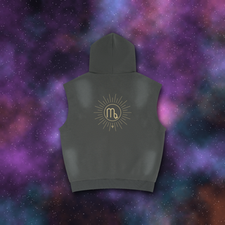 Virgo Zodiac Sunburst Sleeveless Hoodie – Snow Wash