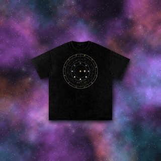 Zodiac wheel tee on deep-space background